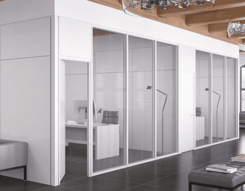 Mamparas de doble panel para oficinas