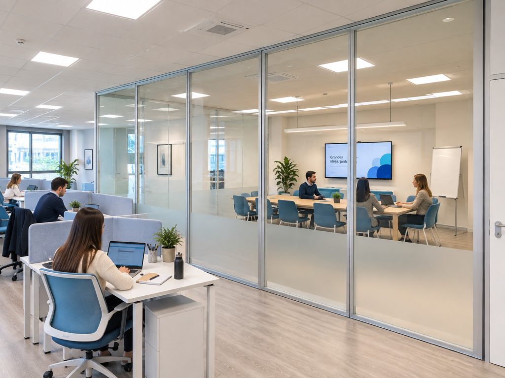 Oficina diseñada con tabiques móviles